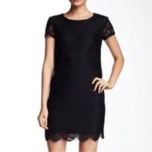 Laundry by Shelli Segal Black Lace Shift Dress Women’s 4 NWT Short Sleeve